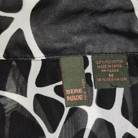 SeraNade Animal Print Sheer Blouse Black White Women's Medium - Picture 7 of 7